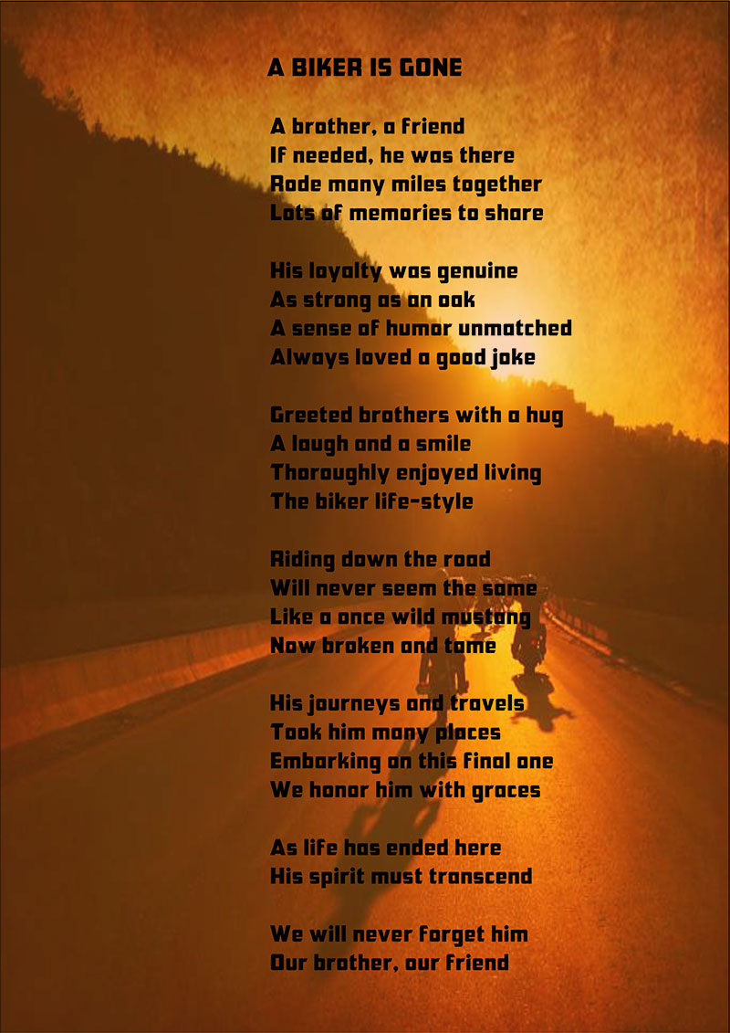 Gedicht, A Biker Is Gone