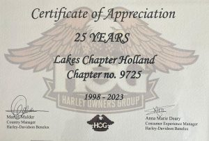 Certificate of Appreciation 25 Years